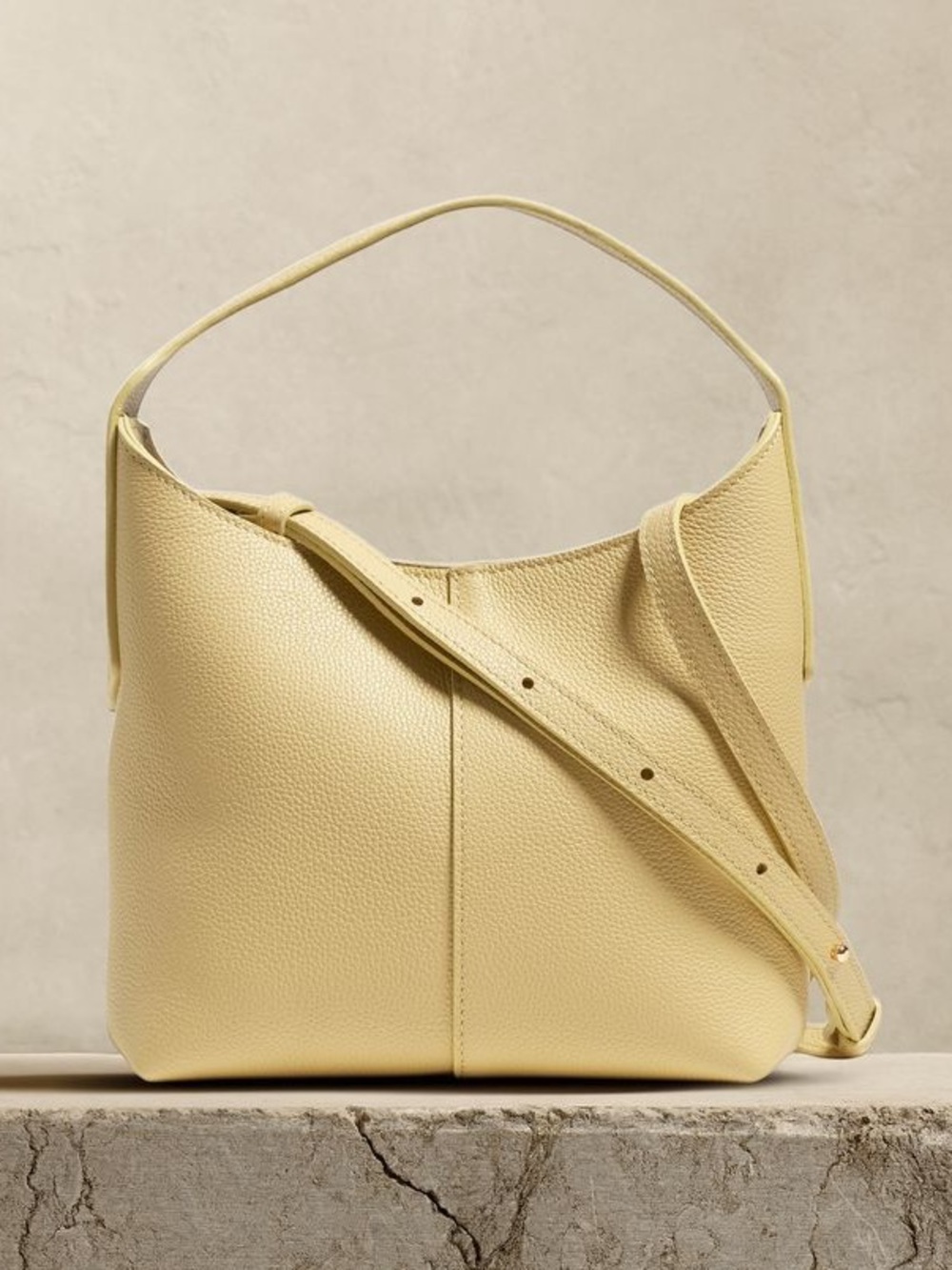 Banana Republic Pale Yellow Leather Hobo Bag